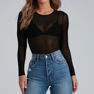 Mesh long sleeve top